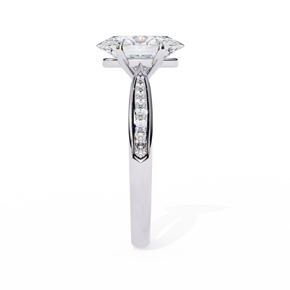 2.34 Carat Oval Cut Hidden Halo Diamond Engagement Ring with Round Side Stones – Elegant Bridal Jewelry