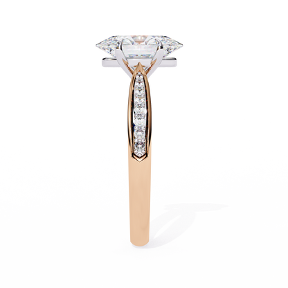 2.34 Carat Oval Cut Hidden Halo Diamond Engagement Ring with Round Side Stones – Elegant Bridal Jewelry