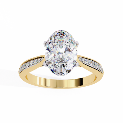 2.34 Carat Oval Cut Hidden Halo Diamond Engagement Ring with Round Side Stones – Elegant Bridal Jewelry