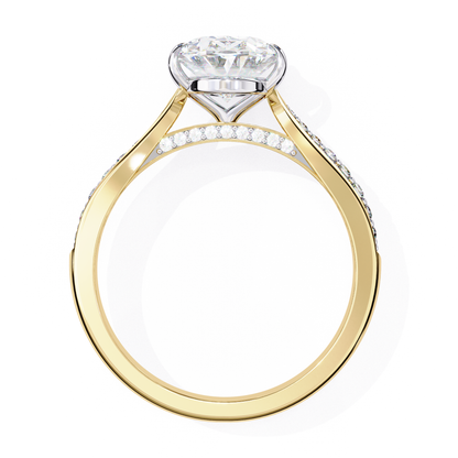 2.34 Carat Oval Cut Hidden Halo Diamond Engagement Ring with Round Side Stones – Elegant Bridal Jewelry