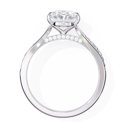 2.34 Carat Oval Cut Hidden Halo Diamond Engagement Ring with Round Side Stones – Elegant Bridal Jewelry