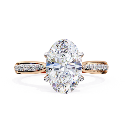 2.34 Carat Oval Cut Hidden Halo Diamond Engagement Ring with Round Side Stones – Elegant Bridal Jewelry
