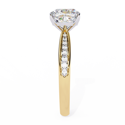 1.34 Carat Cushion Cut Hidden Halo Diamond Engagement Ring with Round Side Stones – Elegant Bridal Jewelry