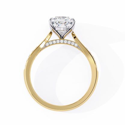 1.34 Carat Cushion Cut Hidden Halo Diamond Engagement Ring with Round Side Stones – Elegant Bridal Jewelry