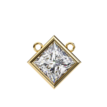 LGD Solitaire Pendant Princess Stone (2.01ct Pair ) In 14K Gold Without Chain