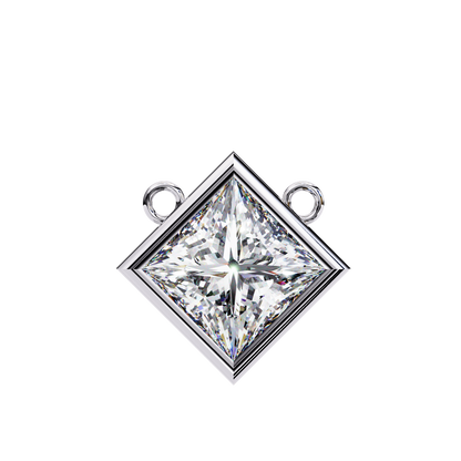 LGD Solitaire Pendant Princess Stone (2.01ct Pair ) In 14K Gold Without Chain