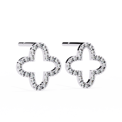 0.96 Carat Round Cut Diamond Clover Shape Studs Earrings – Classic Diamond Jewelry
