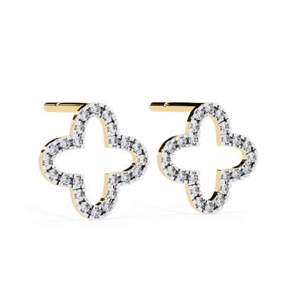 0.96 Carat Round Cut Diamond Clover Shape Studs Earrings – Classic Diamond Jewelry