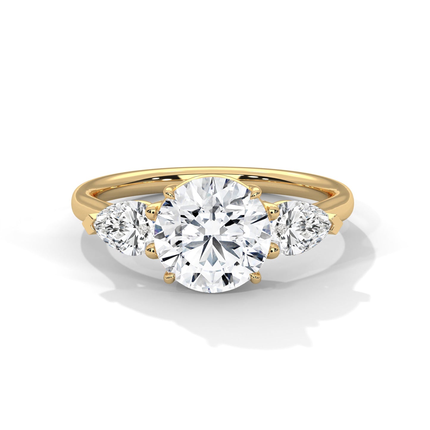 women’s 3.00 carat three-stone round & pear cut solitaire diamond engagement ring