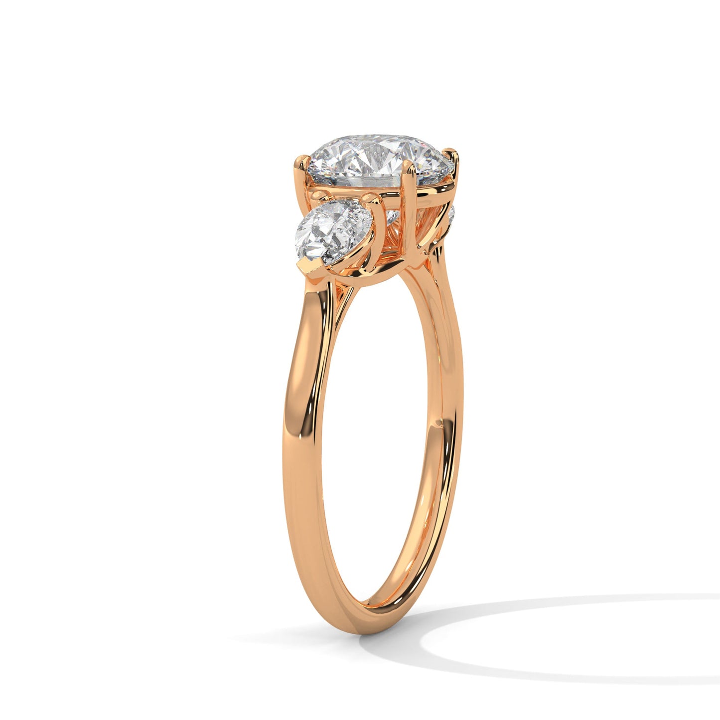 women’s 3.00 carat three-stone round & pear cut solitaire diamond engagement ring