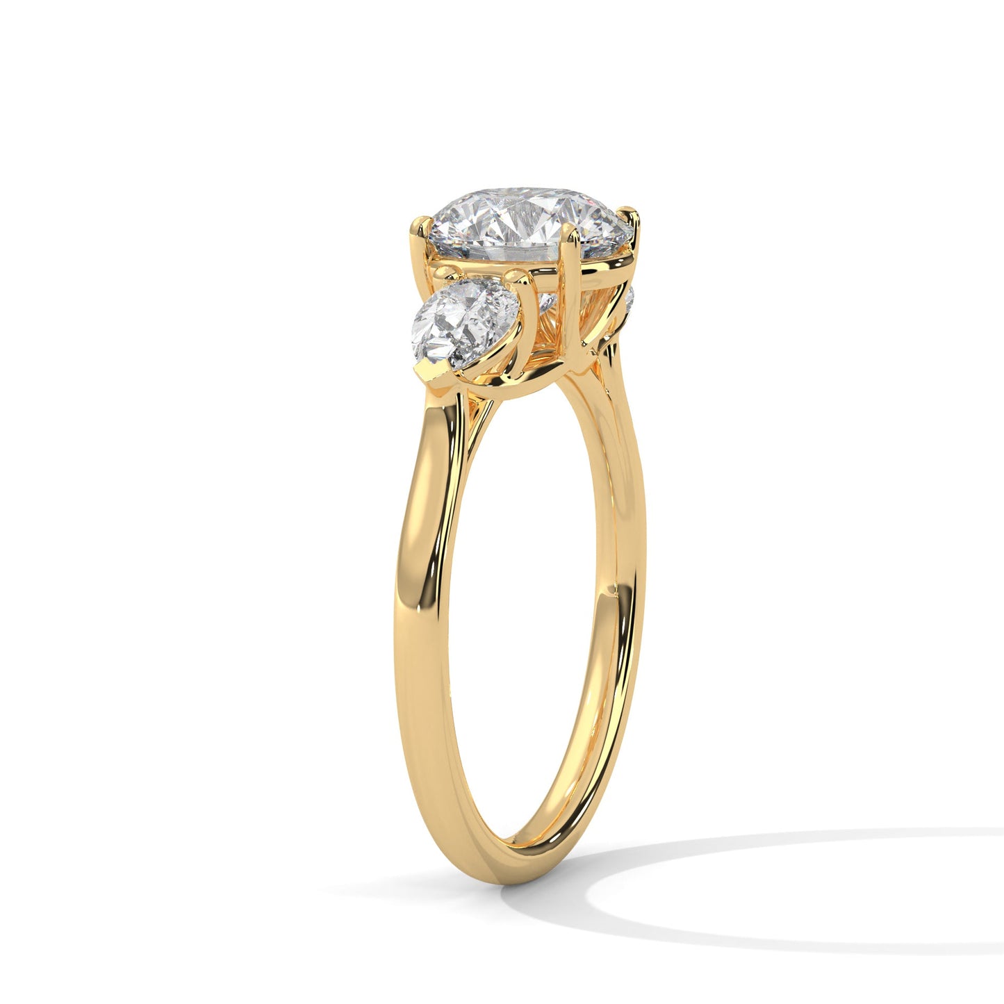 women’s 3.00 carat three-stone round & pear cut solitaire diamond engagement ring