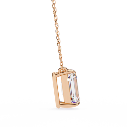 1.00 Carat Emerald Cut Solitaire Diamond Pendant Necklace – Brilliant Fine Jewelry