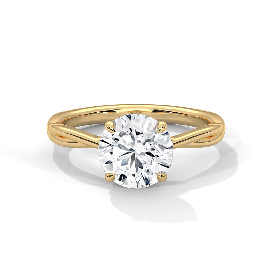 women’s 2 carat round cut four-prong swirl solitaire diamond engagement ring