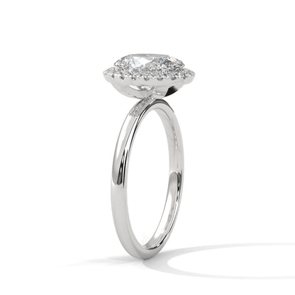 1.20 Carat Oval Cut Halo Diamond Engagement Ring with Round Side Stones – Elegant Bridal Jewelry