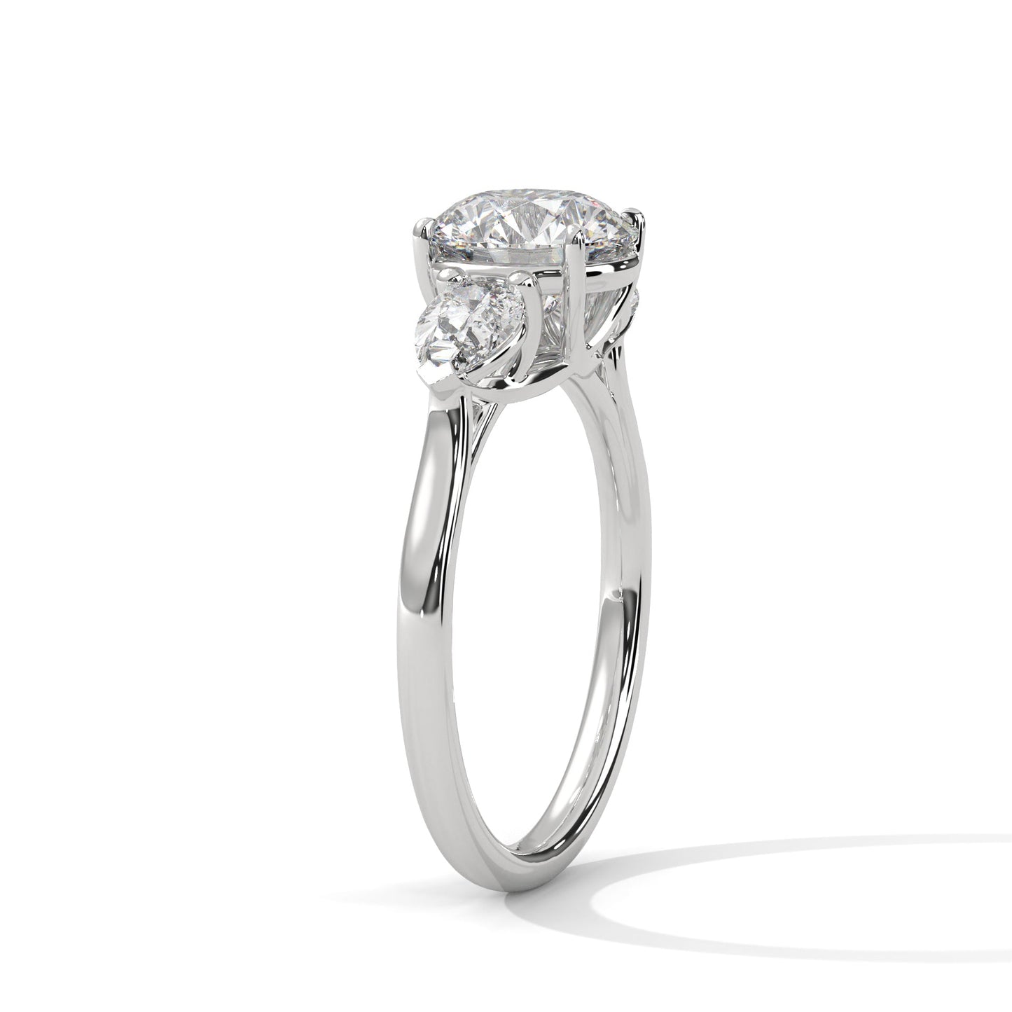 women’s 3.00 carat three-stone round & pear cut solitaire diamond engagement ring