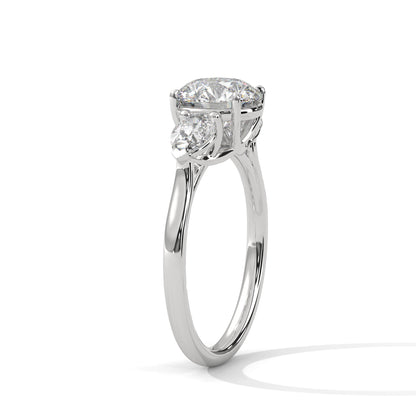 Women’s 3.00 Carat Three-Stone Round & Pear Cut Solitaire Diamond Engagement Ring