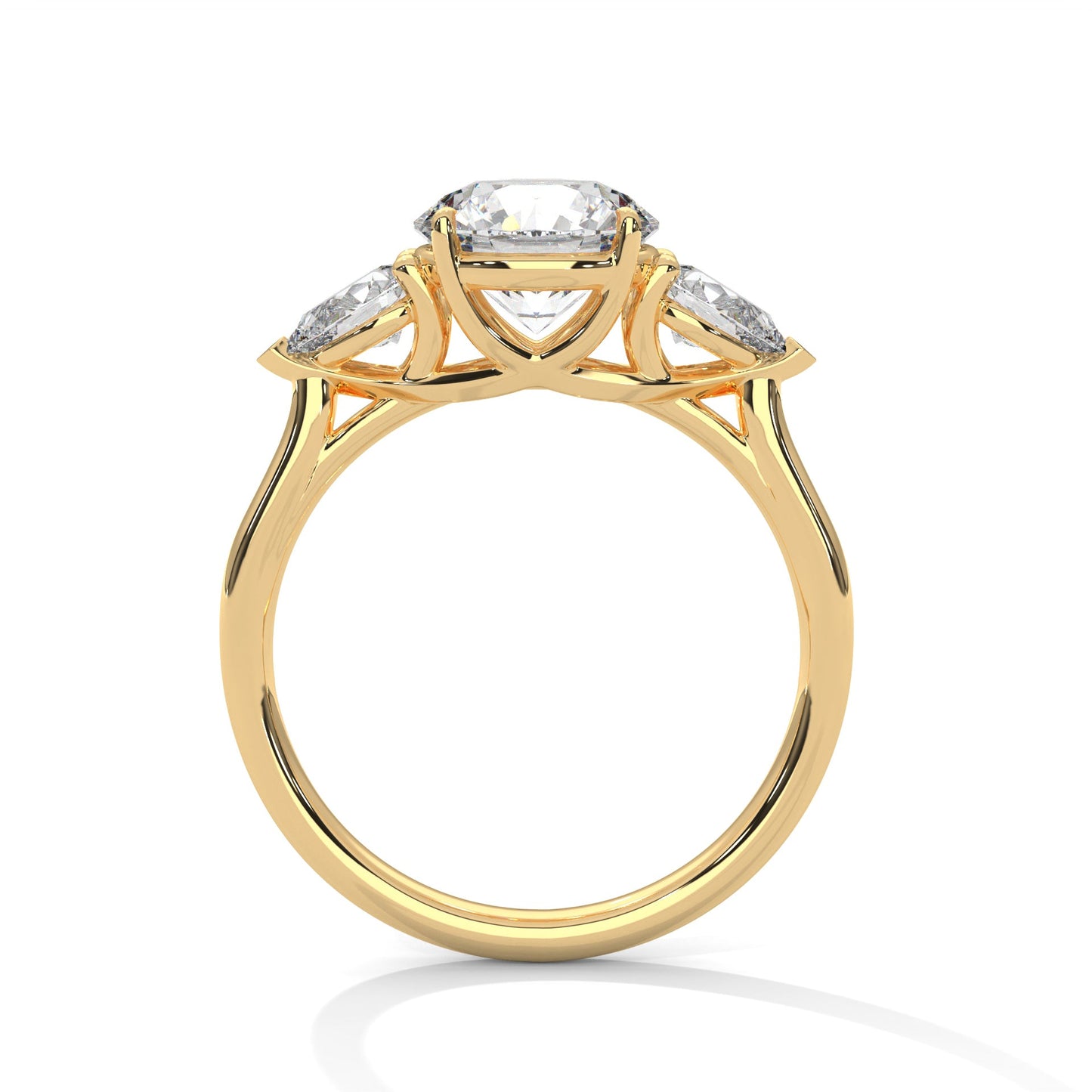 women’s 3.00 carat three-stone round & pear cut solitaire diamond engagement ring
