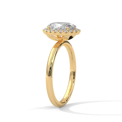 1.20 Carat Oval Cut Halo Diamond Engagement Ring with Round Side Stones – Elegant Bridal Jewelry