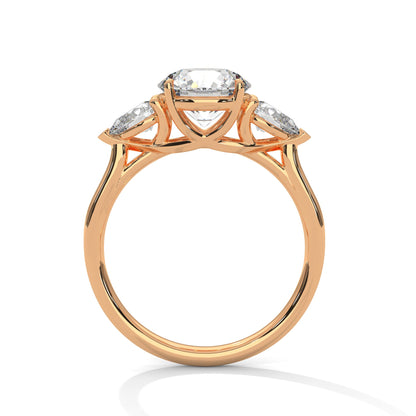 Women’s 3.00 Carat Three-Stone Round & Pear Cut Solitaire Diamond Engagement Ring