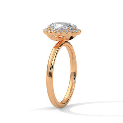 1.20 Carat Oval Cut Halo Diamond Engagement Ring with Round Side Stones – Elegant Bridal Jewelry