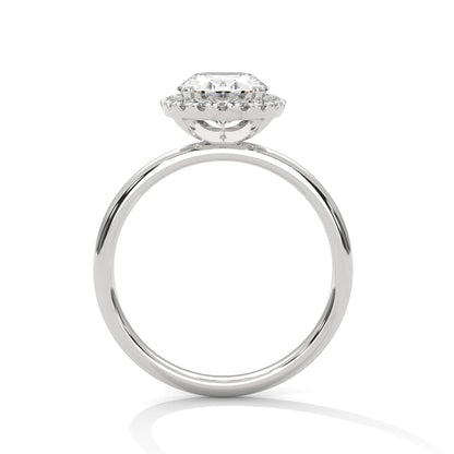1.20 Carat Oval Cut Halo Diamond Engagement Ring with Round Side Stones – Elegant Bridal Jewelry