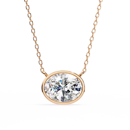 LGD Solitaire Pendant Oval Stone (1.55ct) In 14K Gold Without Chain