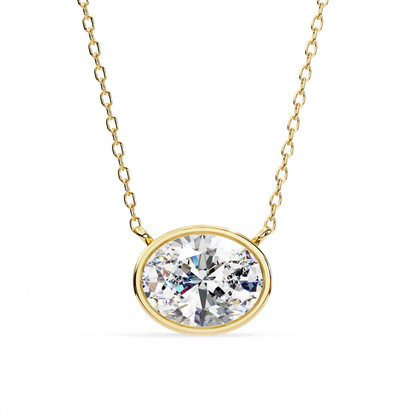LGD Solitaire Pendant Oval Stone (1.55ct) In 14K Gold Without Chain