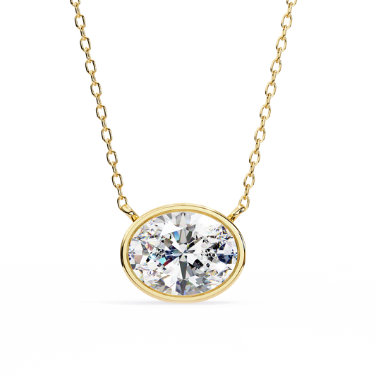 LGD Solitaire Pendant Oval Stone (1.55ct) In 14K Gold Without Chain