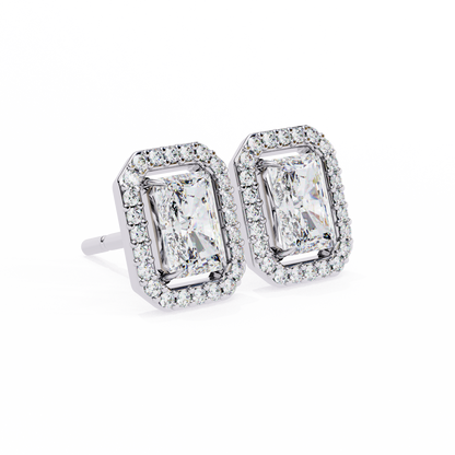 2.84 Carat Radiant Cut Diamond Halo Earrings – Luxury Fine Jewelry