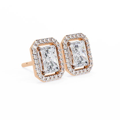 2.84 Carat Radiant Cut Diamond Halo Earrings – Luxury Fine Jewelry