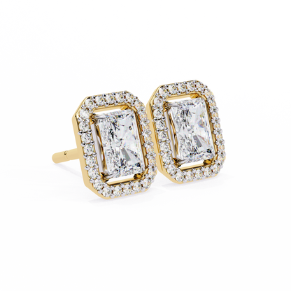 2.84 Carat Radiant Cut Diamond Halo Earrings – Luxury Fine Jewelry