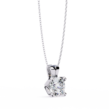 LGD Solitaire Pendant Round Stone (2.18ct) In 14K Gold Without Chain