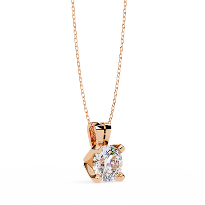 LGD Solitaire Pendant Round Stone (2.18ct) In 14K Gold Without Chain
