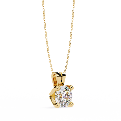 LGD Solitaire Pendant Round Stone (2.18ct) In 14K Gold Without Chain