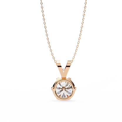 LGD Solitaire Pendant Round Stone (2.14ct) In 14K Gold Without Chain
