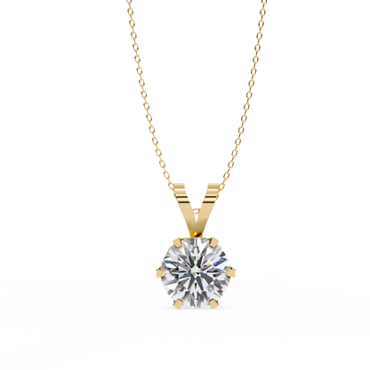 LGD Solitaire Pendant Round Stone (2.14ct) In 14K Gold Without Chain