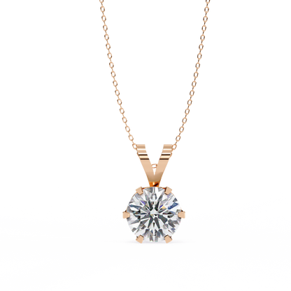 LGD Solitaire Pendant Round Stone (2.14ct) In 14K Gold Without Chain