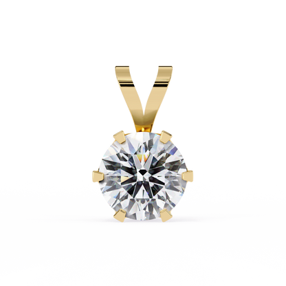 LGD Solitaire Pendant Round Stone (2.14ct) In 14K Gold Without Chain