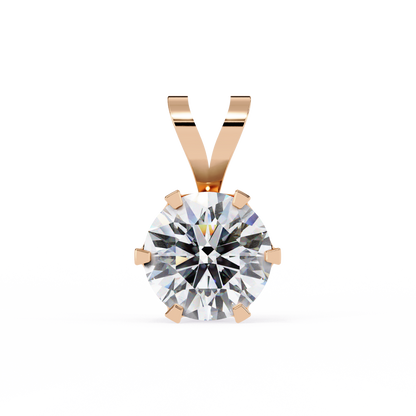 LGD Solitaire Pendant Round Stone (2.14ct) In 14K Gold Without Chain