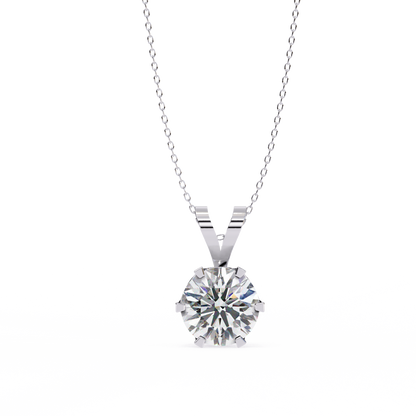 LGD Solitaire Pendant Round Stone (2.14ct) In 14K Gold Without Chain