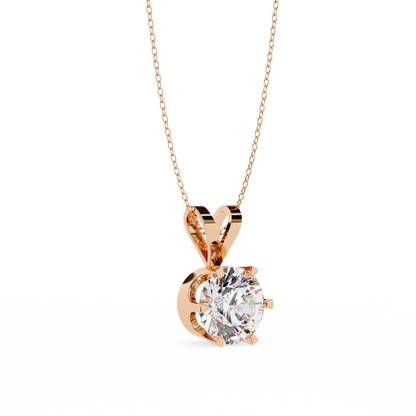 LGD Solitaire Pendant Round Stone (2.14ct) In 14K Gold Without Chain