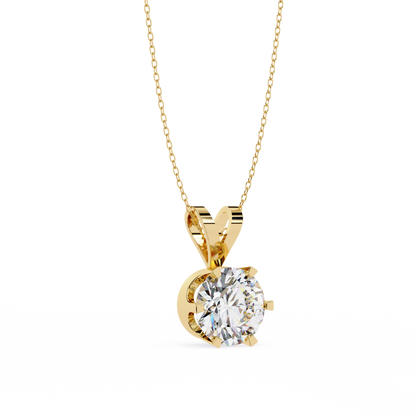 LGD Solitaire Pendant Round Stone (2.14ct) In 14K Gold Without Chain