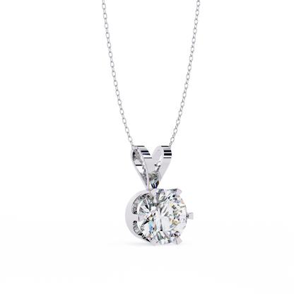 LGD Solitaire Pendant Round Stone (2.14ct) In 14K Gold Without Chain