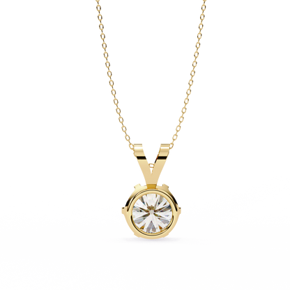LGD Solitaire Pendant Round Stone (2.14ct) In 14K Gold Without Chain