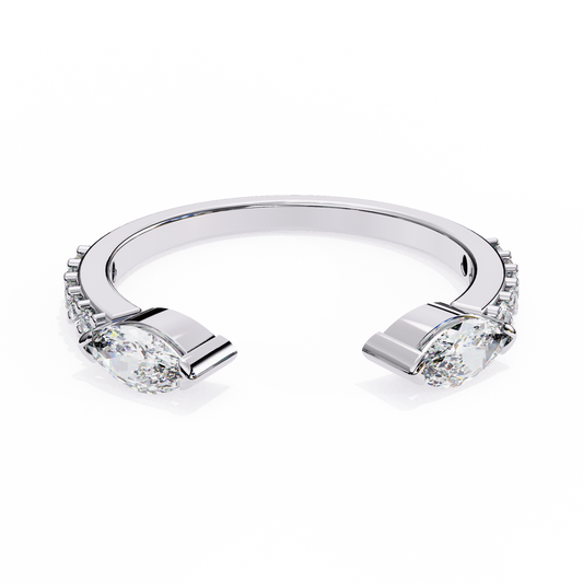 2.10 Carat Marquise & Round Diamond Engagement Ring for Women – Luxury Bridal Jewelry