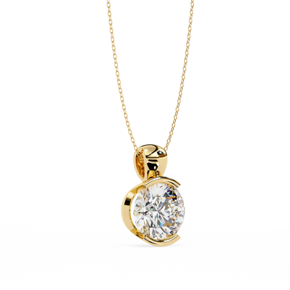 LGD Solitaire Pendant Round Stone (2.22ct) In 14K Gold Without Chain