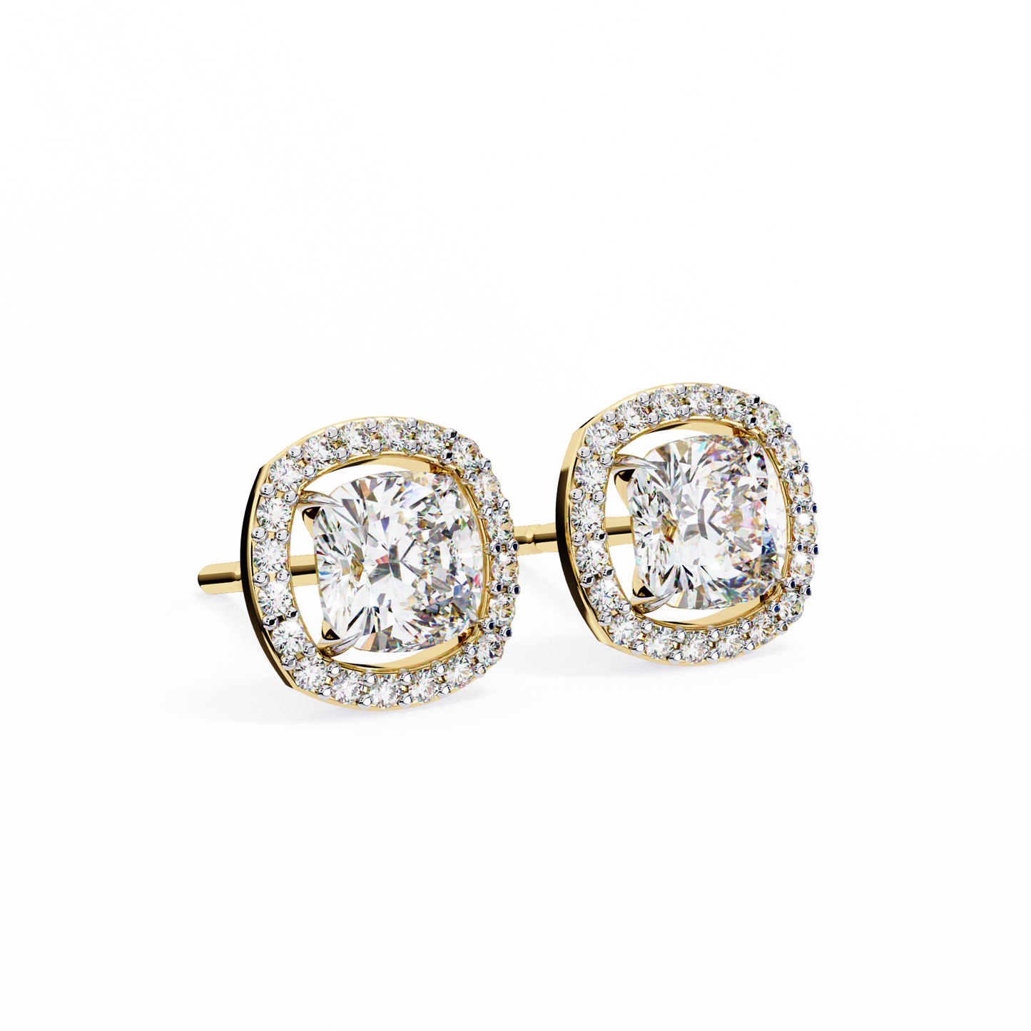2.40 carat cushion cut studs diamond earrings – elegant fine jewelry