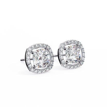 2.40 Carat Cushion Cut Studs Diamond Earrings – Elegant Fine Jewelry