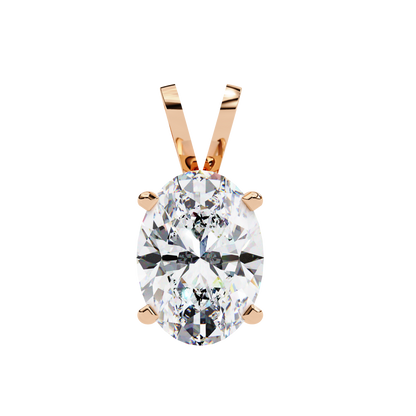 LGD Solitaire Pendant Oval Stone (2.48ct) In 14K Gold Without Chain