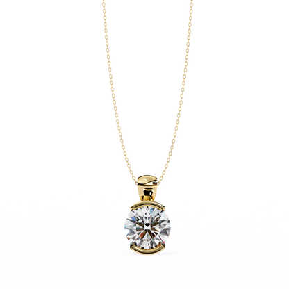LGD Solitaire Pendant Round Stone (2.22ct) In 14K Gold Without Chain